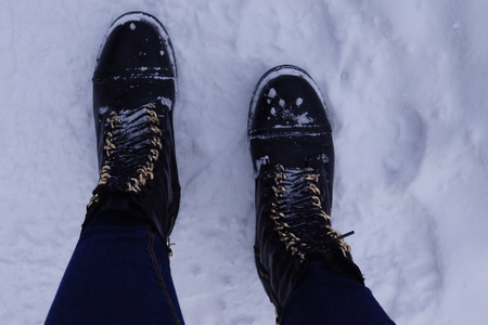 steps in the snowの写真素材