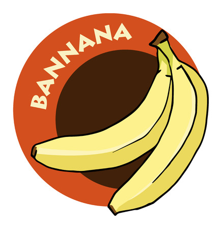 colorful drawn fruit label - banana のイラスト素材