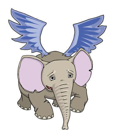 The flying elephant at sunsetのイラスト素材