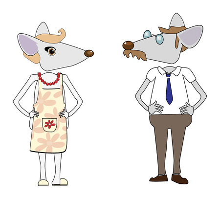 Mice couple, father and Mother vectorのイラスト素材