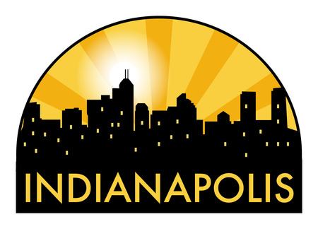 Abstract skyline Indianapolis, with various landmarks, vector illustrationのイラスト素材