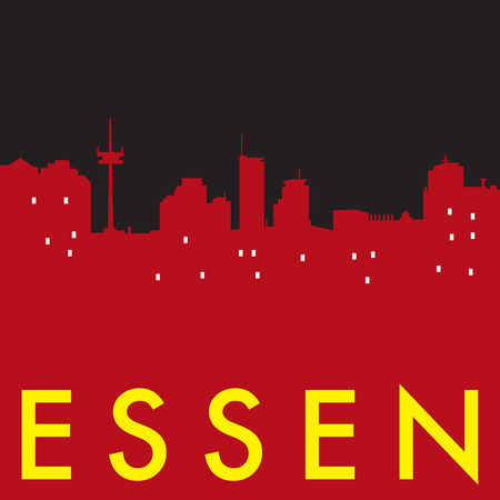 Abstract Essen, skyline, with various landmarks, vector illustrationのイラスト素材