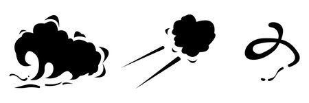 Dust speed trail, cloud puff and steam, fire blast, fog, vapor, smog and fume flow. Vector illustrationのイラスト素材