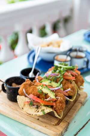 Taco plate in a Mexican restaurantの写真素材