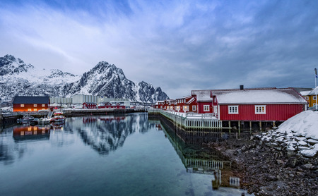 Bay of Svolvaer Lofoten Islands Norwayの写真素材