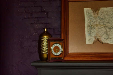 interior of the office.the painting hangs over the fireplaceの写真素材