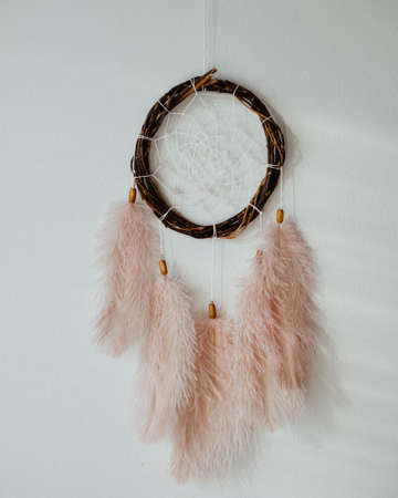 Dream catcher Handmade work is ethnic symbol. The base is made of willow branches. Natural natural materialsの写真素材