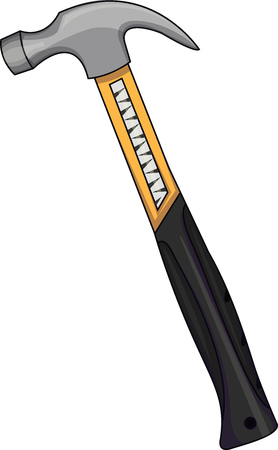Vector illustration of a yellow hammer. A device that delivers a blow.のイラスト素材
