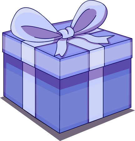 Vector illustration of a birthday or Christmas present. Gift wrapped in blue paper with blue ribbon.のイラスト素材
