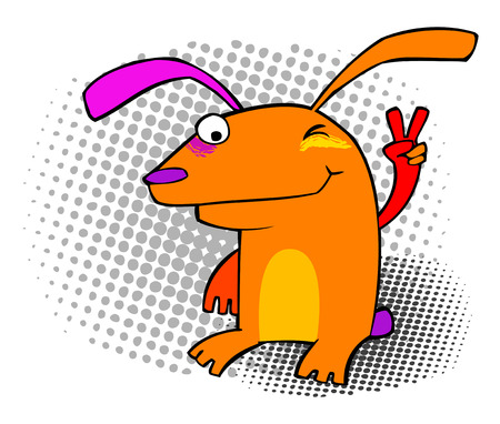 Hip rabbit a showing sign of a victoryのイラスト素材