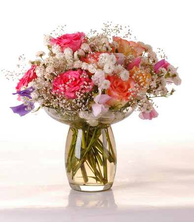 Bouquet of beautiful multicolored roses, a studio photoの写真素材