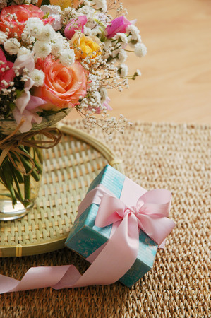 Bouquet of beautiful multicolored roses, a studio photoの写真素材