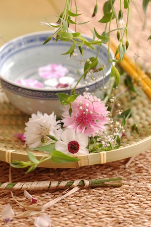 Flower composition in eastern style, a studio photoの写真素材