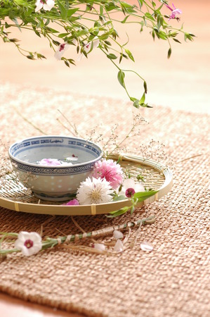Flower composition in eastern style, a studio photoの写真素材