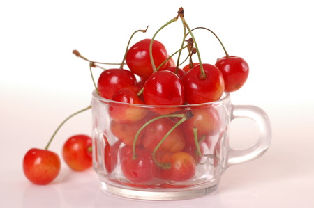 Red ripe sweet cherry, a studio photo