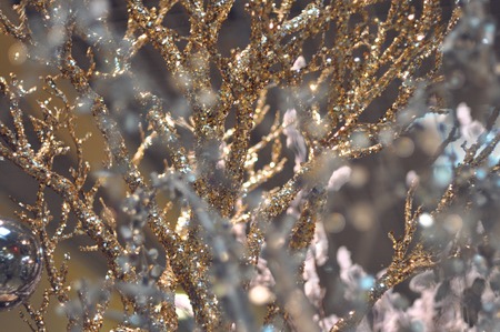 Beautiful winter background with a Christmas decor  ice branchesの写真素材