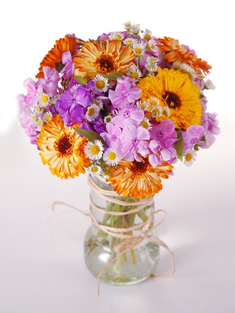 Beautiful bouquet of wild flowers, a studio photoの写真素材