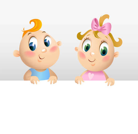 Little boy and girlのイラスト素材