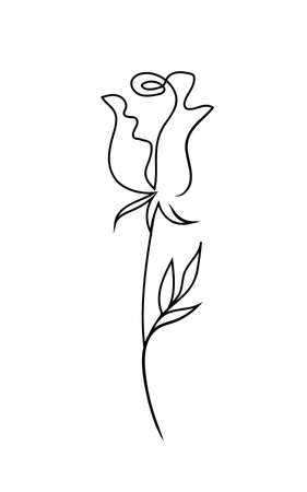 One line hand drawn minimalism style rose design.のイラスト素材