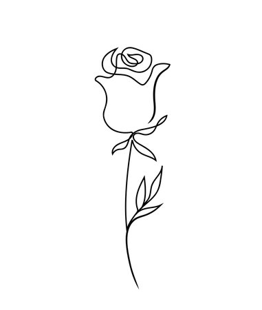 One line hand drawn minimalism style rose design.のイラスト素材