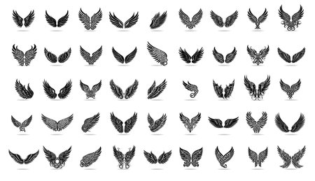 A collection of classic, modern and celtic-style vector wingsのイラスト素材