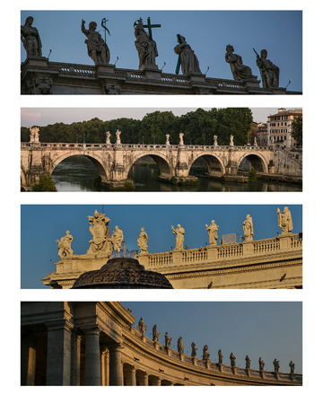 Composition statues instead of Saint Peter s Basilica - Rome の写真素材