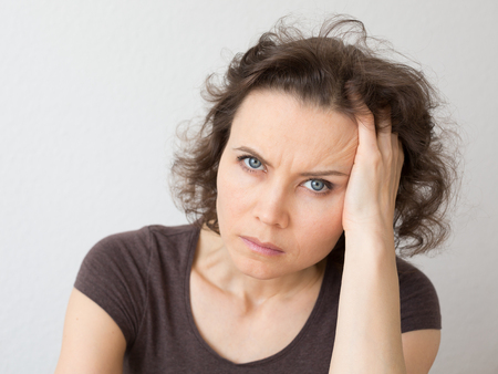 Close-up natural portrait of woman 30-40 years oldの写真素材