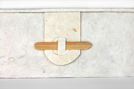 Japanese rice paper covered box with bamboo clasp.の写真素材