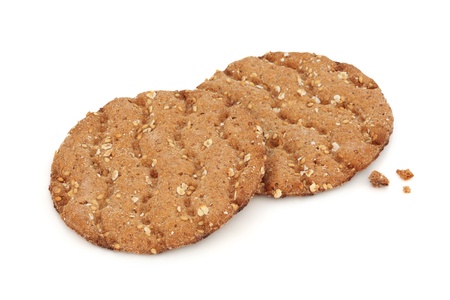 Multi grain crisp bread biscuits isolated over white background. Swedish specialty.の写真素材