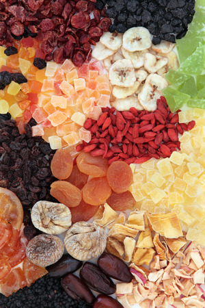 Dried fruit selection forming an abstract background の写真素材