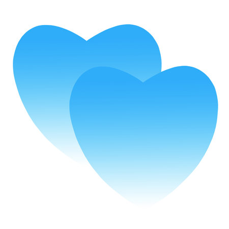 Blue hearts dreamy symbol of love on white. Abstract two hearts as one concept for logo gift tag, greeting card. Gradient abstract design.の写真素材