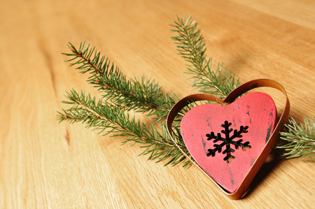 christmas decoration with timber backgroundの写真素材