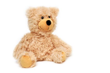 brown teddy bear in front of white backgroundの写真素材