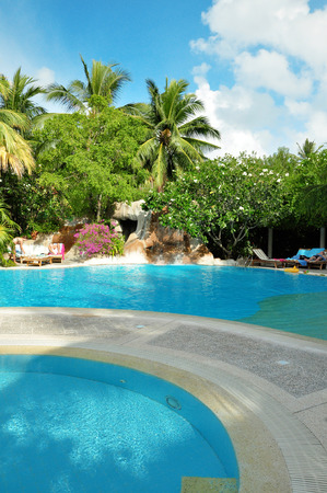 blue swimming pool on the dayのeditorial素材