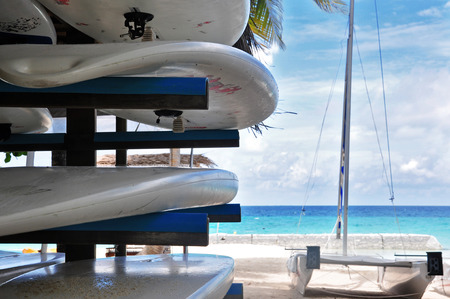 surfboards on the hanger, maldives
