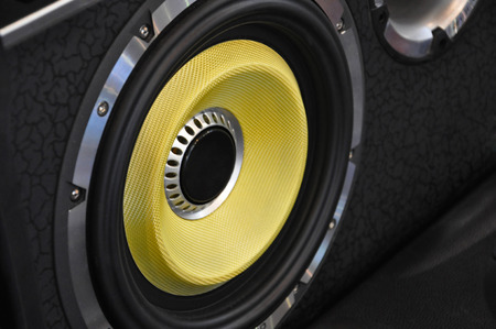 yellow car speaker, car hifiの写真素材