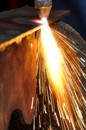 sparks from a plasma cutter