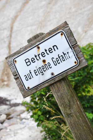 old wodden warning plateの写真素材