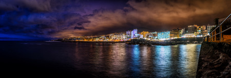 Puerto de la Cruz at nightの写真素材
