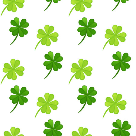 Seamless pattern with four-leaf clover. Vector illustration. Design for banner, card, invitation, postcard, textile, fabric, wrapping paper. Abstract background for St. Patrick's dayのイラスト素材