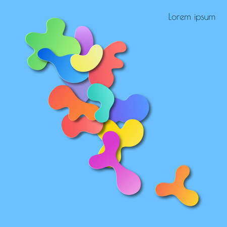 Abstract colorful background with fluid shapes in paper cut out style. Vector illustrationのイラスト素材