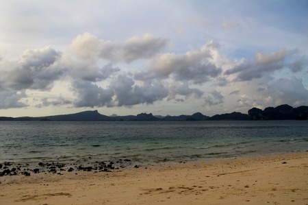 Beautiful view of the seashore with the cloudy sky in the evening. Thailand.の写真素材