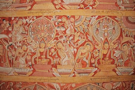 Monywa, Myanmar - February 14, 2019: Painting on the walls in Pho Win Taung Caves, Monywa city, Sagaing State, Myanmar, Asia. An interesting tourist destination in Asia.のeditorial素材