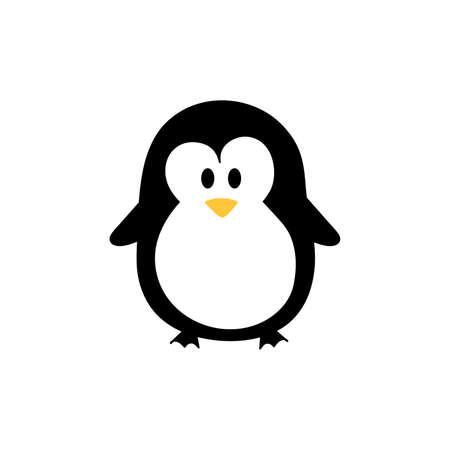 Hand drawn print with cute penguin isolated on white background.のイラスト素材