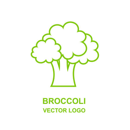 Broccoli Logo, icon for your brand. Green illustration isolated from white background.のイラスト素材
