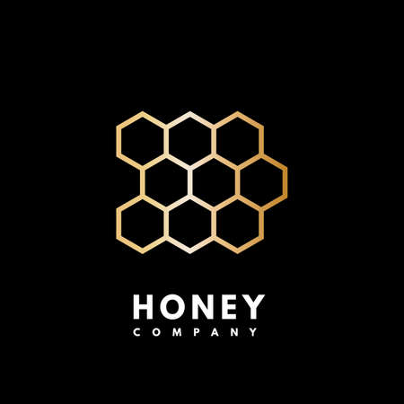 Vector gold honeycomb isolated on black background for your company design.のイラスト素材
