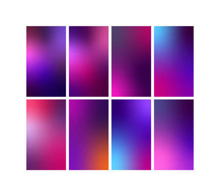 Vector Soft Mesh Gradient Set Different Colors For Background. Design for stories, smartphone screen, mobile app Template, banner ,Wallpaper, background, flyer, Social media isolated on white back.のイラスト素材