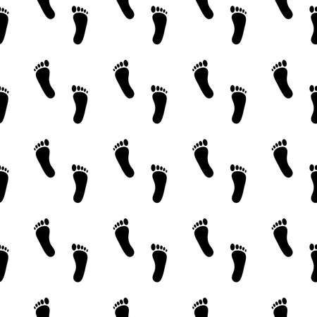 Seamless pattern of human footprint. Raster illustration on white background.の写真素材