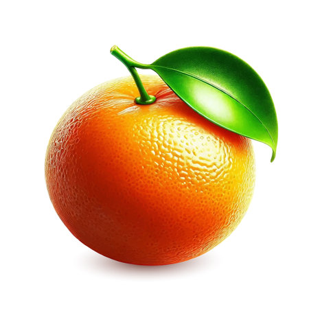 Vector illustration of tangerine. One tangerine or orange with leaf isolated on white background with clipping mask.のイラスト素材