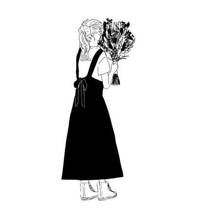 Woman with flowersのイラスト素材